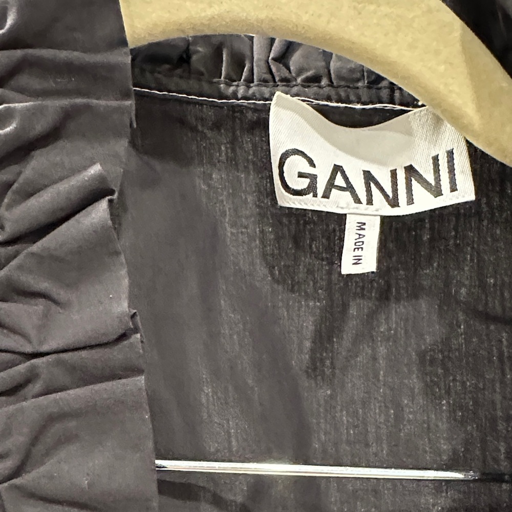 Ganni Charcoal Ruffled Blouse